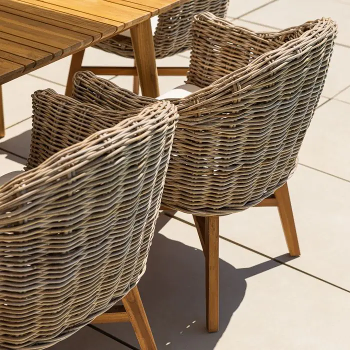 2.2m Reclaimed Teak Savannah Outdoor Dining Table With 8 Scandi Chairs - 4