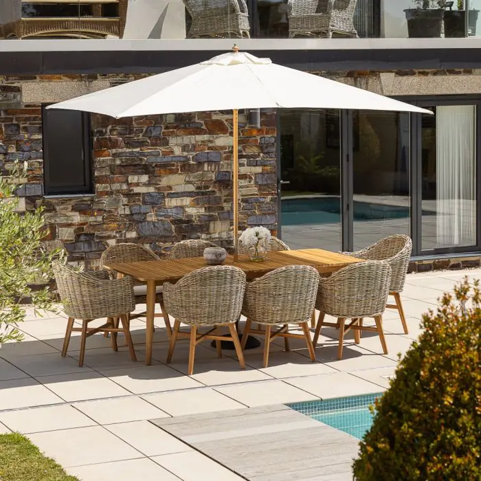 2.2m Reclaimed Teak Savannah Outdoor Dining Table With 8 Scandi Chairs - 2