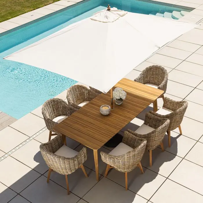 2.2m Reclaimed Teak Savannah Outdoor Dining Table With 8 Scandi Chairs - 0