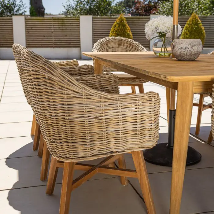 2.2m Reclaimed Teak Savannah Outdoor Dining Table With 8 Scandi Chairs - 6