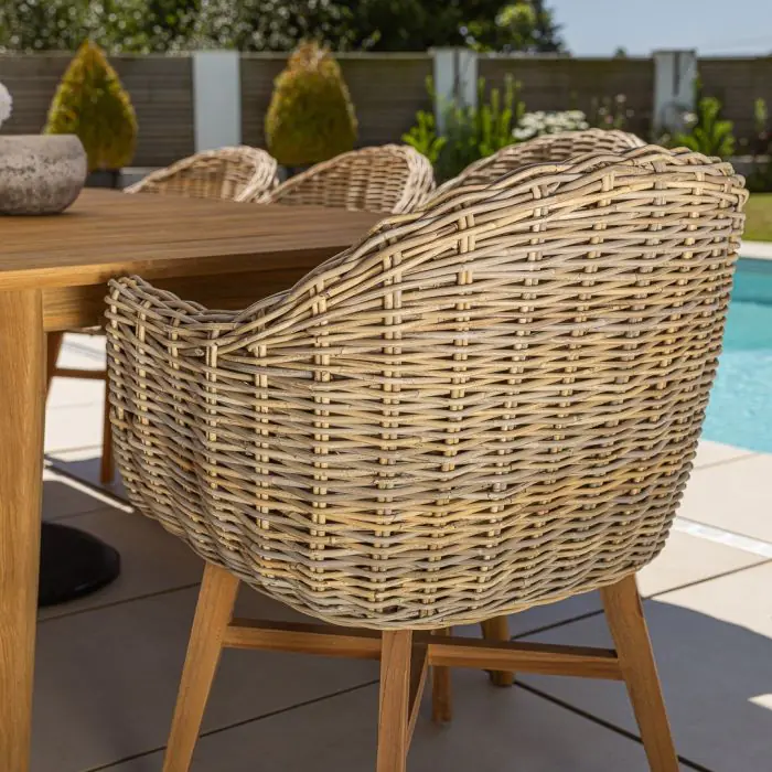 2.2m Reclaimed Teak Savannah Outdoor Dining Table With 8 Scandi Chairs - 7