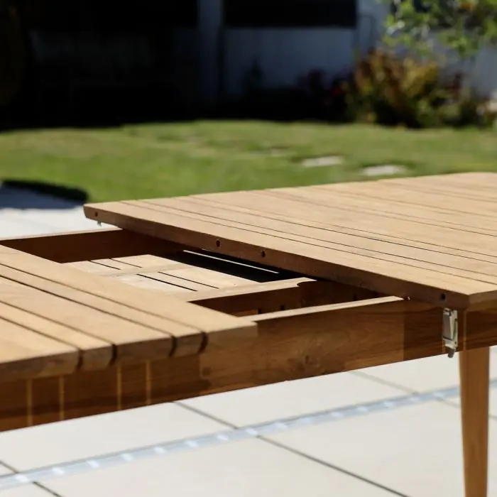 1m x 1.8m-2.3m Reclaimed Teak Extending Savannah Outdoor Dining Table - 11