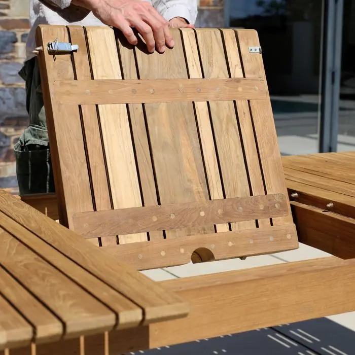 1m x 1.8m-2.3m Reclaimed Teak Extending Savannah Outdoor Dining Table With 6 or 8 Latifa Chairs  - 18