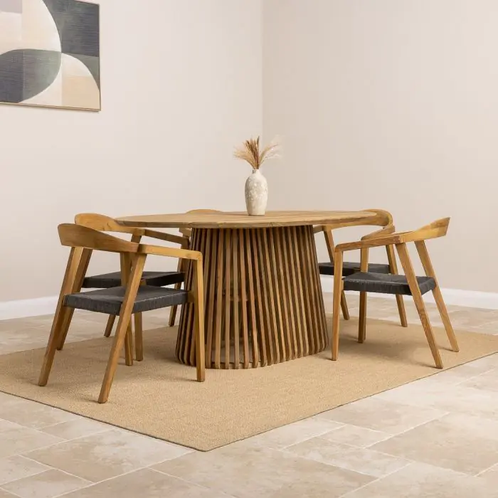 1.8m Reclaimed Teak Eclipse Dining Table With 6 Eclipse Dining Chairs - 4