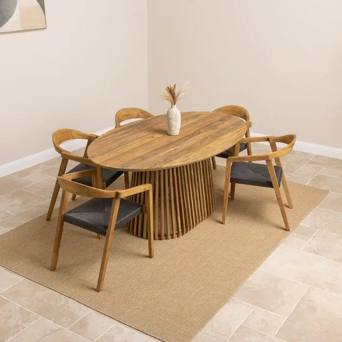1.8m Reclaimed Teak Eclipse Dining Table With 6 Eclipse Dining Chairs - 2