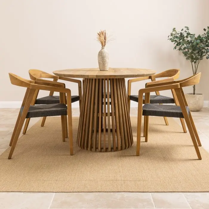1.8m Reclaimed Teak Eclipse Dining Table With 6 Eclipse Dining Chairs - 3