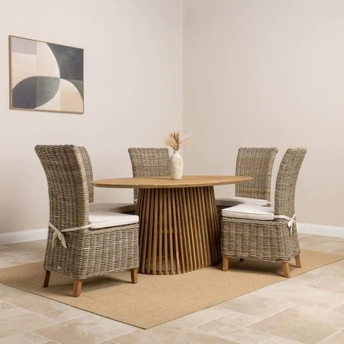 1.8m Reclaimed Teak Eclipse Dining Table With 6 Latifa Dining Chairs - 2