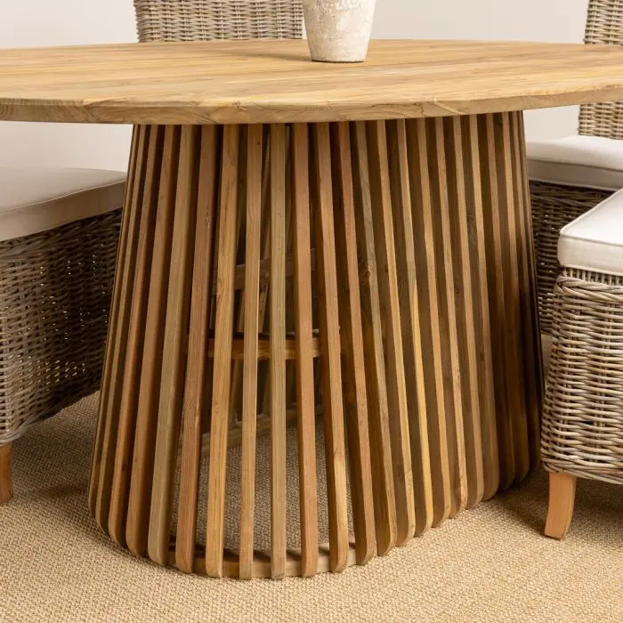 1.8m Reclaimed Teak Eclipse Dining Table With 6 Latifa Dining Chairs - 5