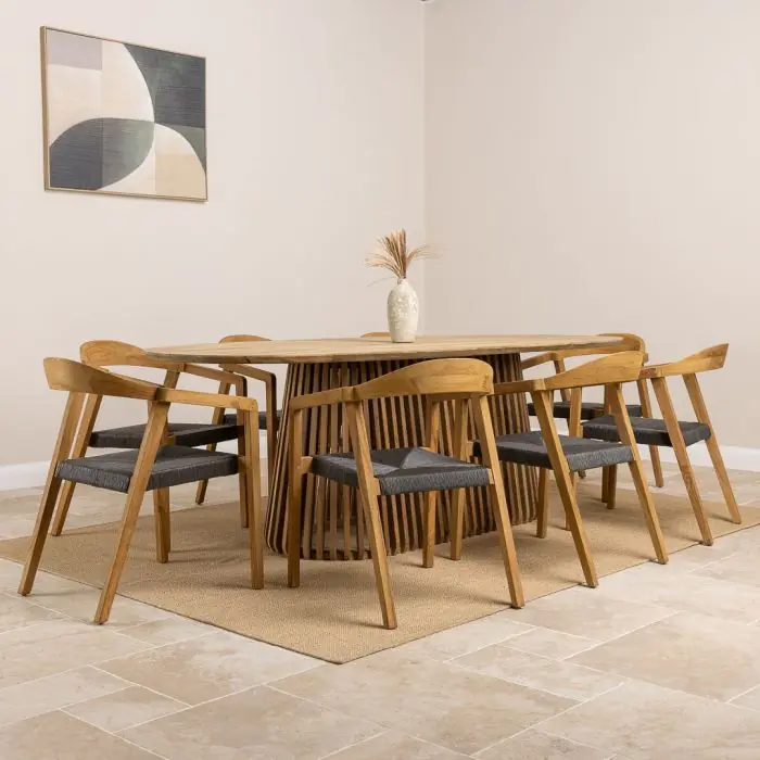 2.4m Reclaimed Teak Eclipse Dining Table With 8 Eclipse Dining Chairs - 1