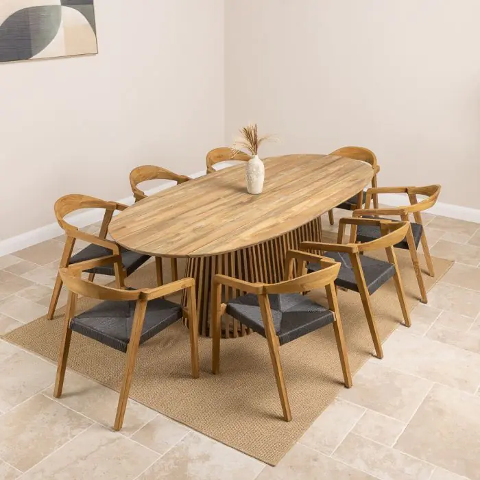 2.4m Reclaimed Teak Eclipse Dining Table With 8 Eclipse Dining Chairs - 0