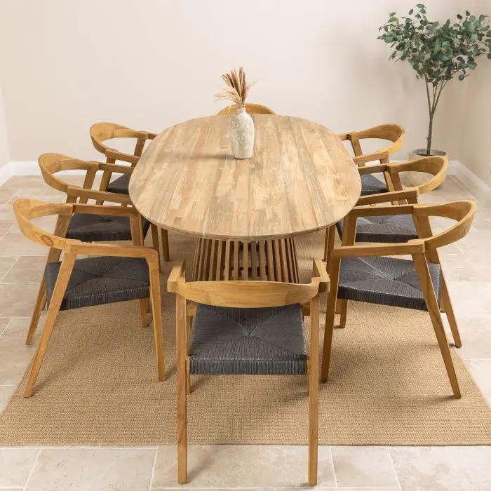2.4m Reclaimed Teak Eclipse Dining Table With 8 Eclipse Dining Chairs - 3
