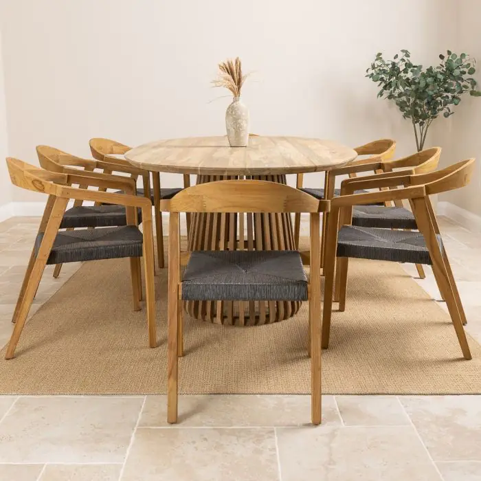 2.4m Reclaimed Teak Eclipse Dining Table With 8 Eclipse Dining Chairs - 4