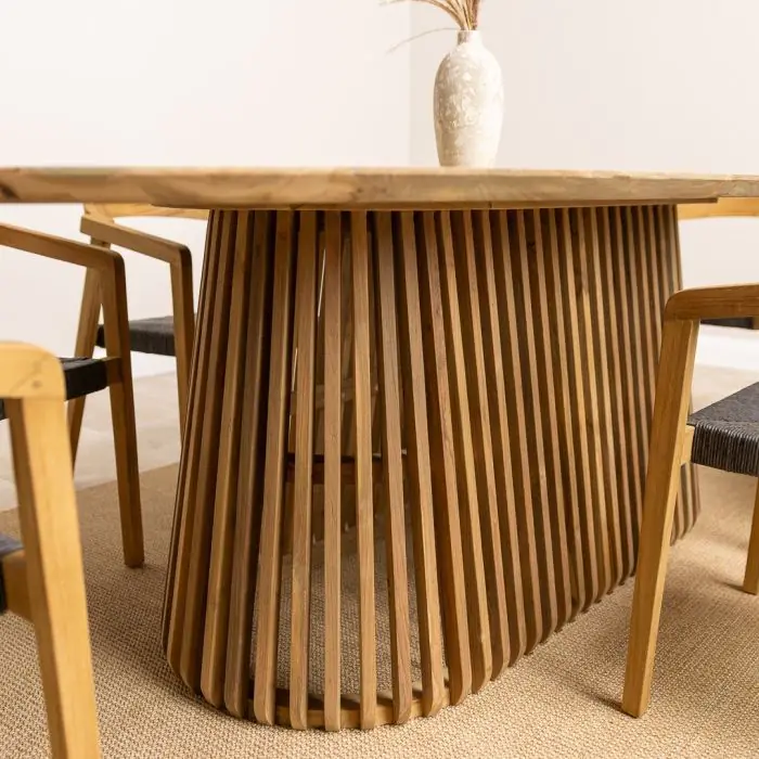 2.4m Reclaimed Teak Eclipse Dining Table With 8 Eclipse Dining Chairs - 7