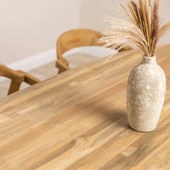 2.4m Reclaimed Teak Eclipse Dining Table With 8 Eclipse Dining Chairs - 8