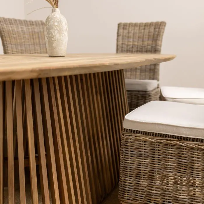 2.4m Reclaimed Teak Eclipse Dining Table With 8 Latifa Dining Chairs - 4