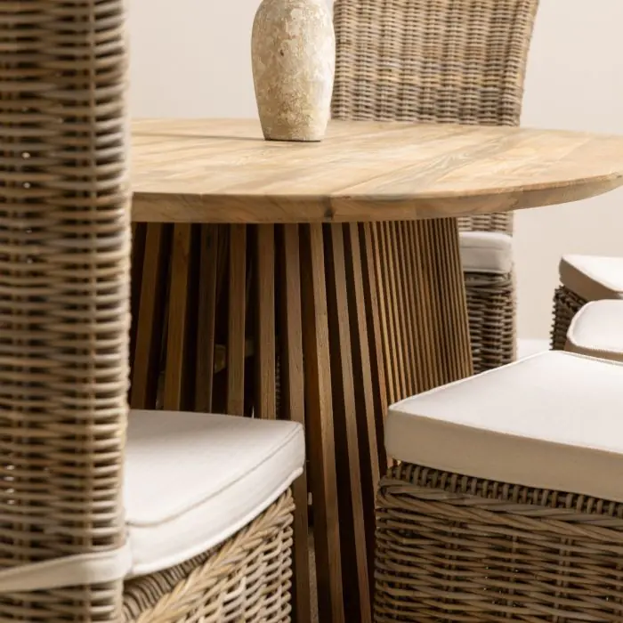 2.4m Reclaimed Teak Eclipse Dining Table With 8 Latifa Dining Chairs - 8