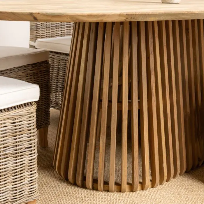 2.4m Reclaimed Teak Eclipse Dining Table With 8 Latifa Dining Chairs - 5