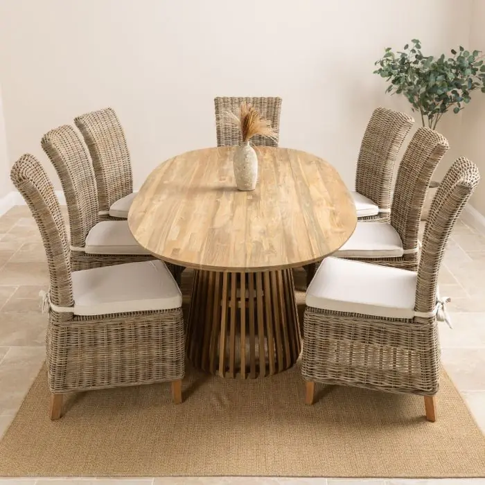 2.4m Reclaimed Teak Eclipse Dining Table With 8 Latifa Dining Chairs - 7