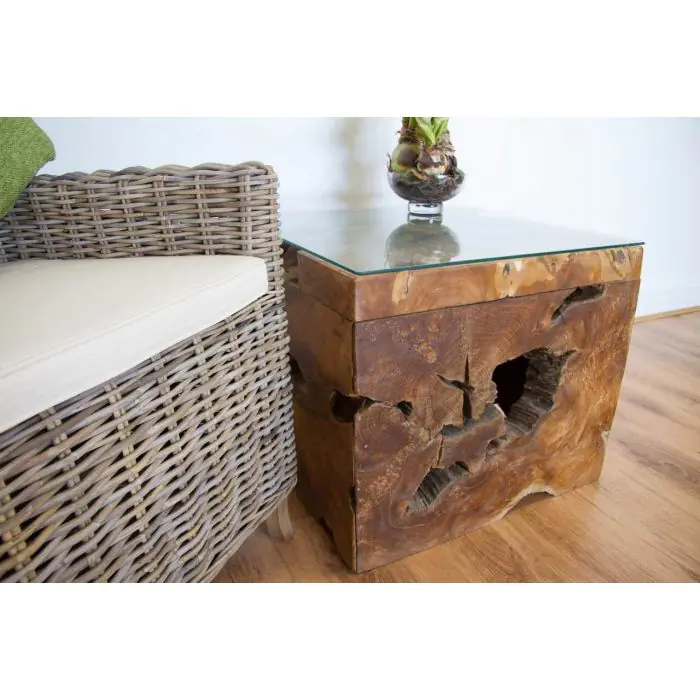 Reclaimed Teak Root Block Square Coffee/End Table - 6