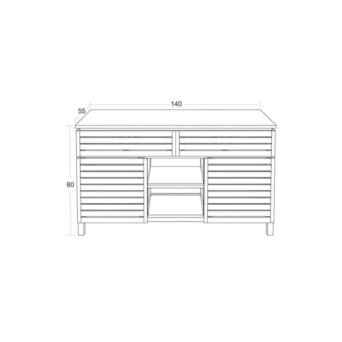 Diva Teak Large Washstand with Cupboards, Drawer and Shelves - 140cm X 80cm - 5