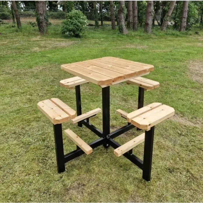 Swedish Redwood Steel Frame Picnic Bar Table - 2