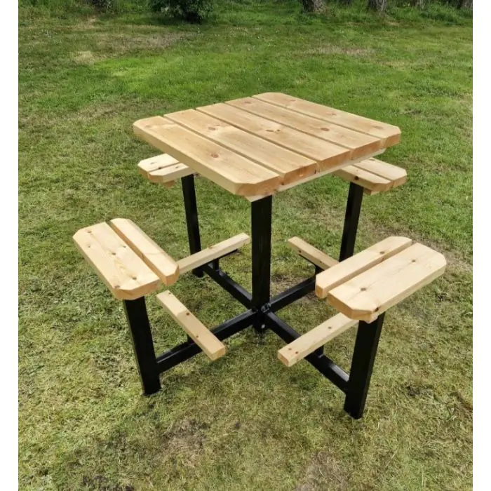 Swedish Redwood Steel Frame Picnic Bar Table - 1