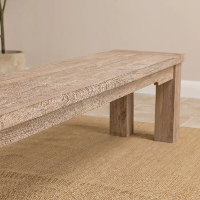 2m Reclaimed Teak Taplock Backless Dining Bench - 7