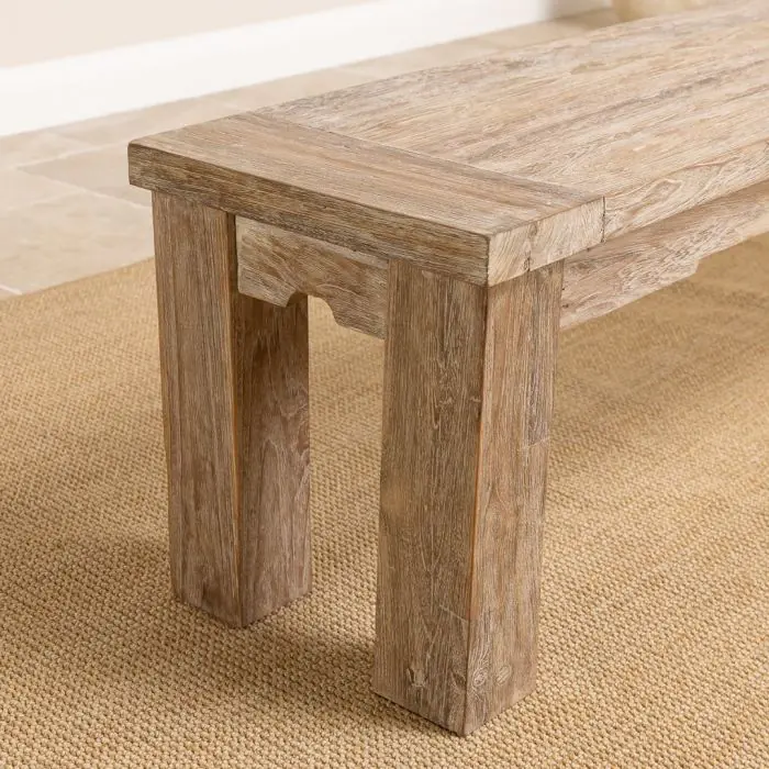 2.4m Reclaimed Teak Taplock Backless Dining Bench - 9