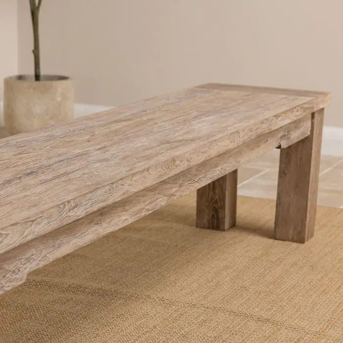 2.4m Reclaimed Teak Taplock Backless Dining Bench - 7