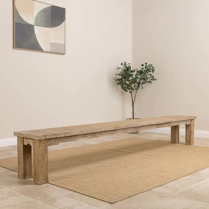 3m Reclaimed Teak Taplock Backless Dining Bench - 7