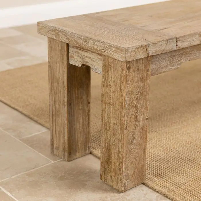3m Reclaimed Teak Taplock Backless Dining Bench - 8