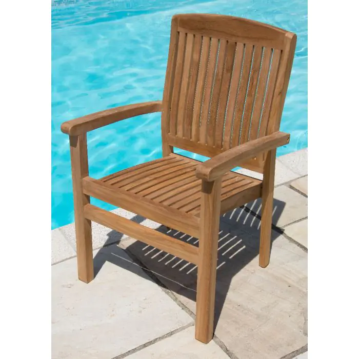 1.5m x 1.5m-2.3m Teak Circular Double Extending Table with 10 Marley Chairs - 24