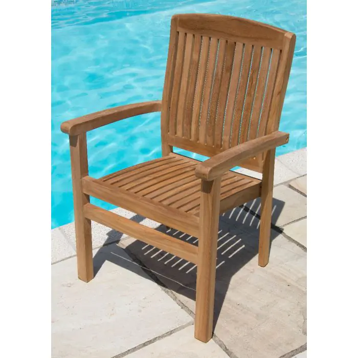 1.2m Teak Circular Folding Table with 2 Marley Chairs & 2 Marley Armchairs  - 7