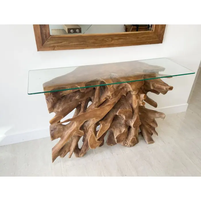 1.4m Reclaimed Teak Root Hall Table  - 1