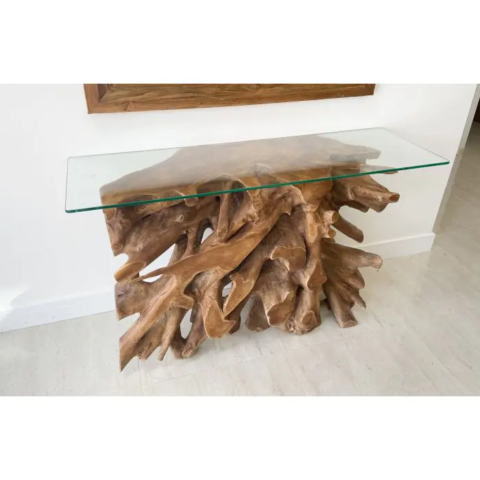 1.2m Reclaimed Teak Root Hall Table - 2