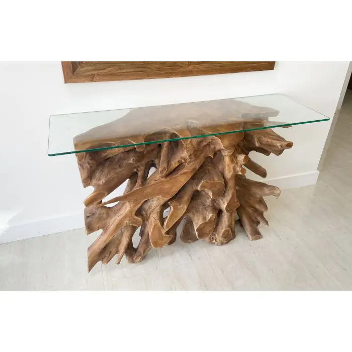 1.4m Reclaimed Teak Root Hall Table  - 2