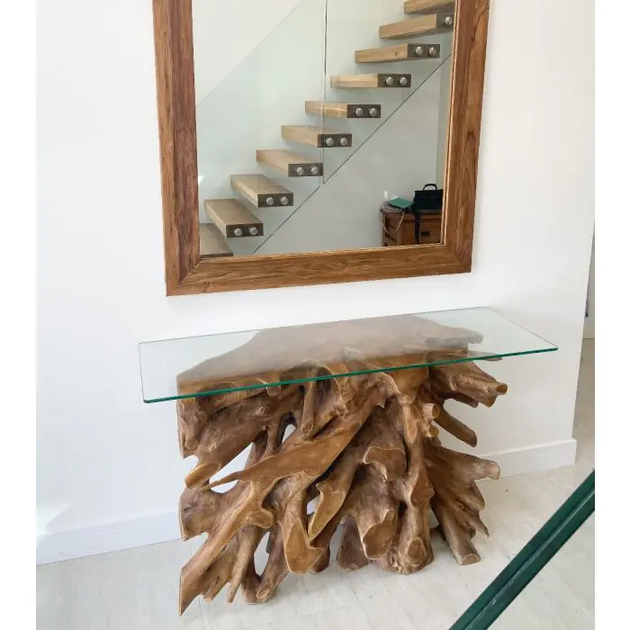 1.2m Reclaimed Teak Root Hall Table - 3