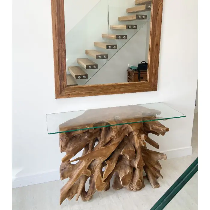 1.4m Reclaimed Teak Root Hall Table  - 3