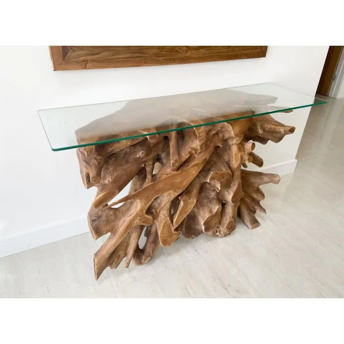 1.2m Reclaimed Teak Root Hall Table - 6