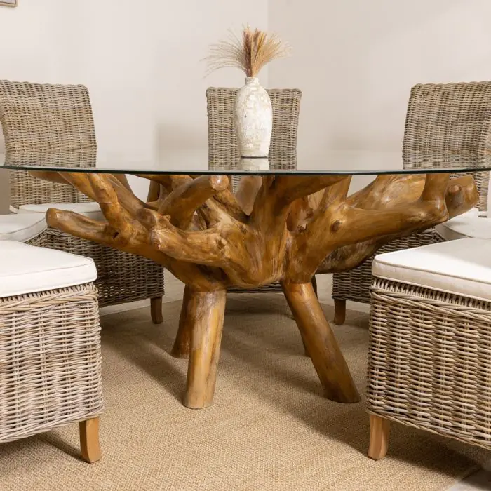 1.8m Reclaimed Teak Root Circular Dining Table - 1