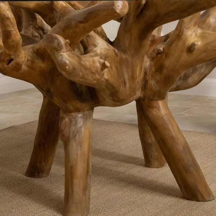 1.8m Reclaimed Teak Root Circular Dining Table - 3