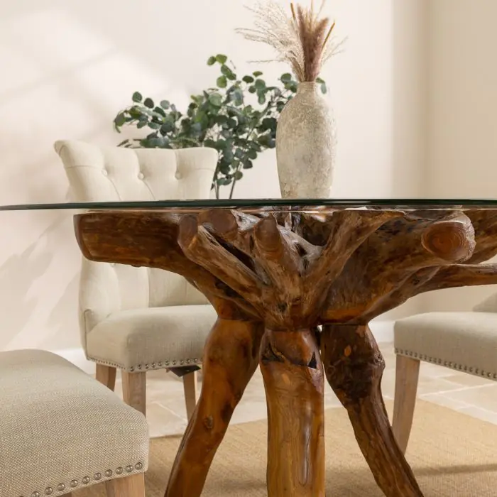 1.2m Reclaimed Teak Root Circular Dining Table - 4