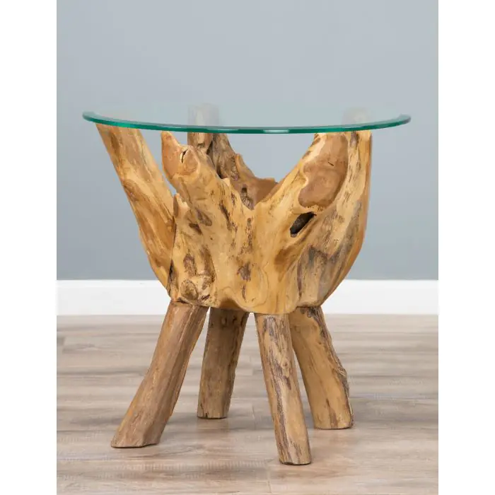 Reclaimed Teak Root Circular Side Table  - 4