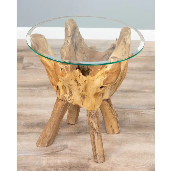 Reclaimed Teak Root Circular Side Table  - 1
