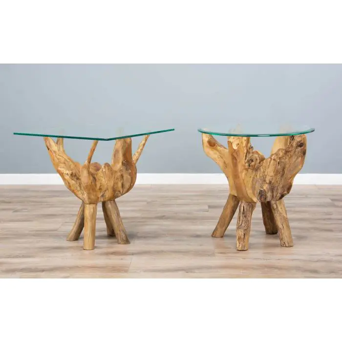 Reclaimed Teak Root Circular Side Table  - 6