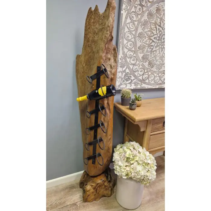 Reclaimed Teak Root Wine Rack - 9