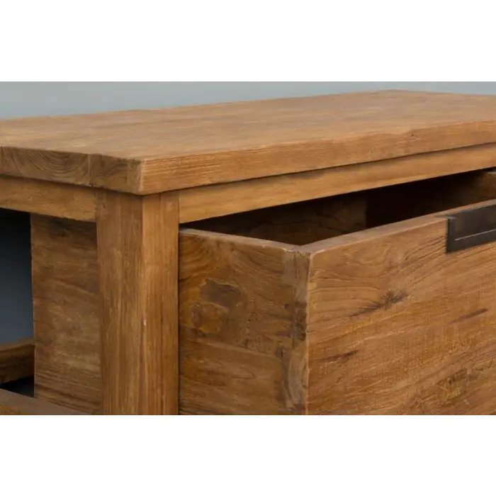 Reclaimed Teak 3 Drawer 3 Basket Storage Unit - 90cm - 2