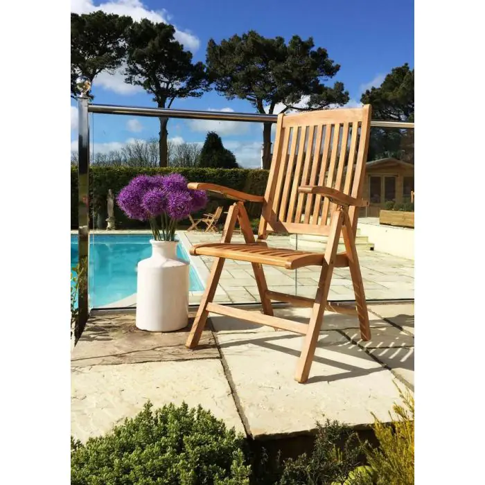 1m Teak Circular Folding Table with 4 Harrogate Chairs - 4