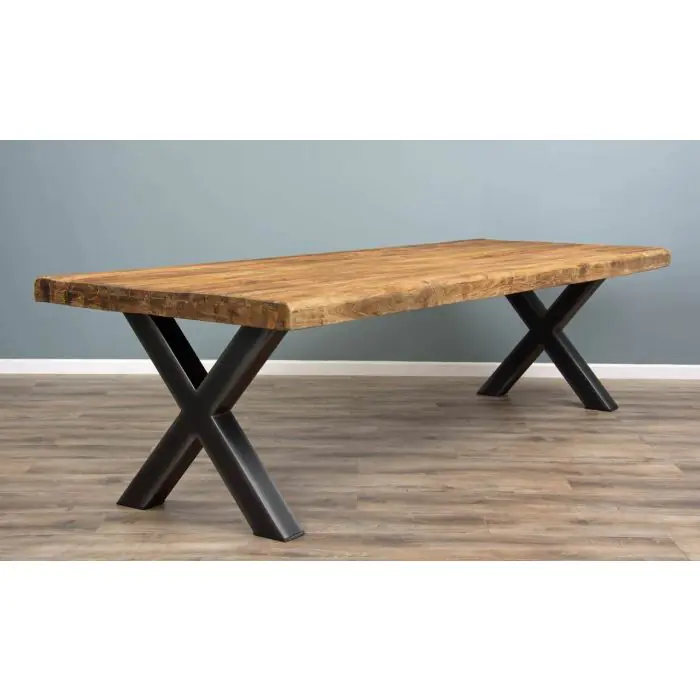 3m Reclaimed Teak Urban Fusion Dining Table with 1 Backless Bench and 5 Windsor Ring Back Chairs - 10