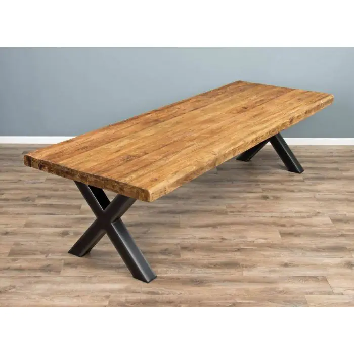 3m Reclaimed Teak Urban Fusion Dining Table with 1 Backless Bench and 5 Zorro Chairs - 16